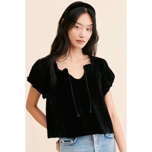 Womens Free People Terese Velvet Puff Sleeve Top Size S